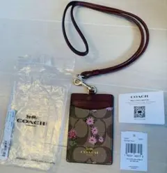 コーチ　シグネクチャー　花柄　パスケース