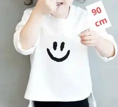 即日発送 キッズ ニコちゃん バックロゴ入り Tシャツ ホワイト 90