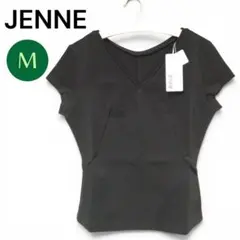 新品◎JENNEジェンヌ／日本製美シルエットカットソー ブラック Vネック半袖のサムネイル