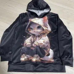 【未使用】猫キャラクター フード付きパーカー　トレーナー　11-12歳用