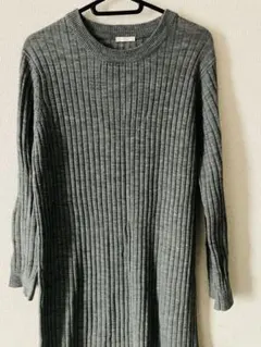 ジーユー リブクルーネックニットワンピース　M