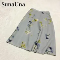 【スーナウーナ】花柄ひざ丈フレアスカート(38)フェミニン ウエストゴム 可愛いのサムネイル