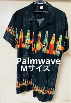 Palmwave パームウェイブ　アロハシャツ　Mサイズ 黒　ハワイアンビア