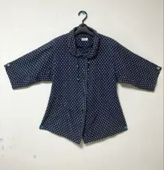 刺子　シャツジャケット　7分袖　和柄