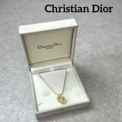 Christian Dior ラインストーン CDロゴ ゴールド ネックレス