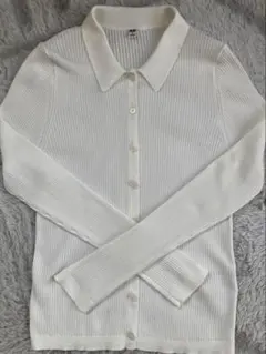 ＜美品＞UNIQLOポロカーディガンwhite M