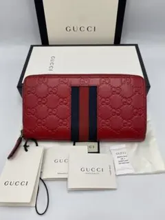 グッチ シェリーライン グッチシマ 長財布 財布 ジッピーウォレット レッド 赤のサムネイル