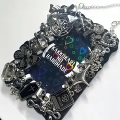 トレカケース ホイップデコ 黒×シルバー チェーン付き