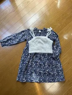 petit main 花柄長袖ワンピース 120