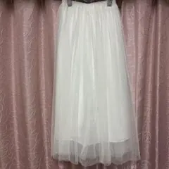 【美品】COLZA チュール フレア スカート 白 Honeys