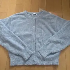 GU カーディガン　水色　もふもふ