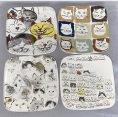 姫様ご確認用マンハッタナーズ 角皿4枚 猫 ネコ MANHATTANER'Sのサムネイル