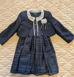 【1回使用】 3点セットネイビー フォーマルドレス120センチ