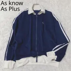 アズノゥアズプラス　トラックジャケット　刺繍ロゴ　ネイビー　オーバーサイズ　F