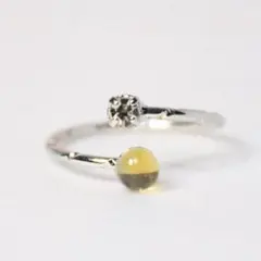 本日のセール シトリン 4mm 天然石 ジルコニア 指輪 シルバー