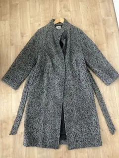 nano universe ヘリンボーン柄 ベルト付きロングコート