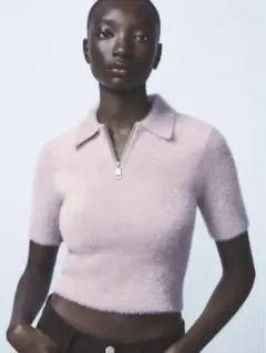フェイクファーホルターネック　トップス　zara 新品未使用】ZARA ザラ フェイクファー ホルターネックトップス S