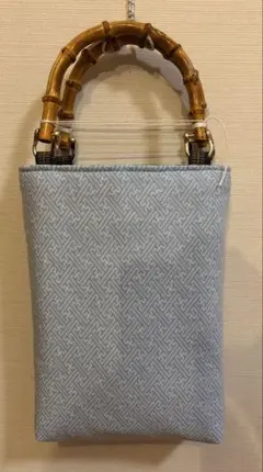 紗綾形柄バンブー手提げバック