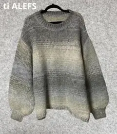 ti ALEFS ティアルフス Uネック ニットセーター 手編み風 M
