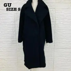 美品 GU S ボアロングコート ブラック もこもこ 防寒 厚手[6432]のサムネイル