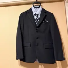 フォーマルスーツ 5点セット ブラック ストライプ 150cm 小学校 卒業式
