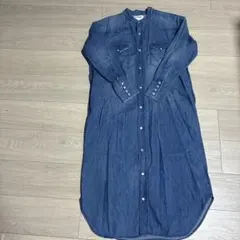 Wrangler.シップス別注、ノーカラー、デニムシャツワンピース