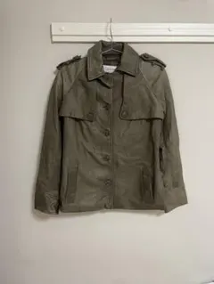 Calvin Klein 本革 レザージャケット トレンチジャケット 카키