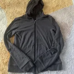 アバハウス　グレー フード付きパーカー ストライプ裏地