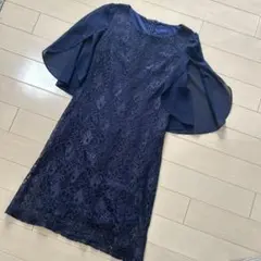 ネイビー レース フォーマルドレス