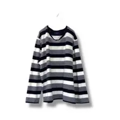 バックナンバー　長袖ボーダーカットソー　XL 白×ネイビー　カジュアル　春秋冬