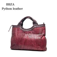 【美品】IBIZA イビザ/パイソンレザー 蛇革/ボルドー系色/ハンドバッグのサムネイル