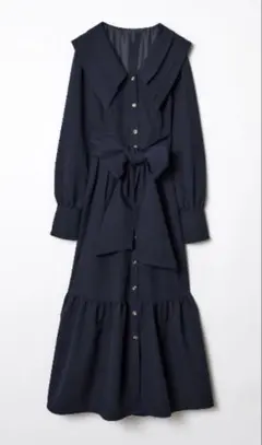 セーラーカラーティアードワンピース♡ネイビー