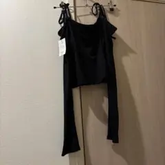 【新品タグ付き】GRL グレイル 肩リボンオフショルリブトップス ブラック Lのサムネイル