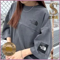 韓国 ノースフェイス　ダメージ Tシャツ　グレー　S 新品　ウォッシュ加工　M 新品】韓国ノースフェイス ダメージTシャツ ダークグレー Mサイズ