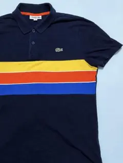 LACOSTE SPORT ポロシャツ ネイビー マルチボーダー FR3のサムネイル