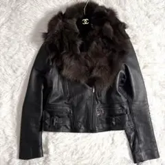 アンディ ダブルライダースジャケット レザージャケット ムートン ファー M