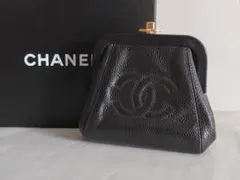 新品　激レア CHANEL がま口 ポーチ コインケース　キャビアスキン