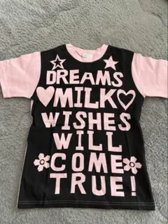 MILK ロゴプリント 半袖 Tシャツ ピンク ブラックのサムネイル