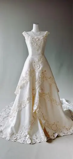 ウェディングドレス　オフホワイト　フリーサイズ　結婚式　二次会