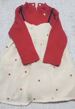 petit main ハート刺しゅうワンピース 80