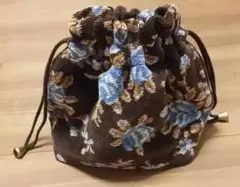 フェイラー 巾着ポーチ 青薔薇柄 マチあり