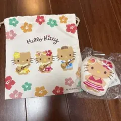 日焼けキティハワイアンスタイル ハローキティ ポーチとぬいぐるみセット