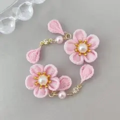 no.218 ピンク　花びらひらり ピアス　イヤリング 和風　成人式　振袖　着物
