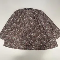 90s 総柄 ブラウス 花柄 とろみ ブラウン 11 レトロ 七分袖のサムネイル