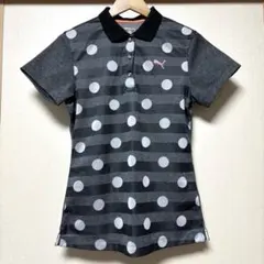 ✨良品✨ PUMA プーマゴルフ ドット柄 ポロシャツ グレー レディース Oのサムネイル