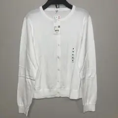 新品タグ付、ユニクロ、オフ白、UVカット、クルーネック、カーディガン