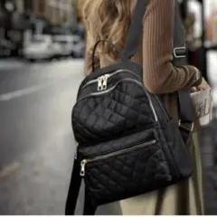 【新品】 キルティング リュック 大容量 レディース 黒 無地　ブラック