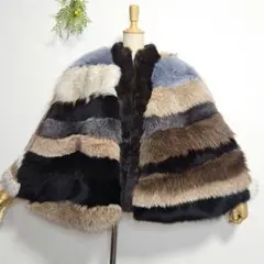 RANI FOX ミンク×フォックスファー レオパード柄 ポンチョ（108）a RANI FOX ミンク×フォックスファー レオパード柄 ポンチョ（108）a