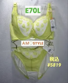 新品タグ付き❗️アモスタイルブラジャー&ショーツセット《E70L》のサムネイル