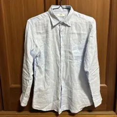 UNIQLO リネンシャツ ライトブルー Mサイズ 長袖